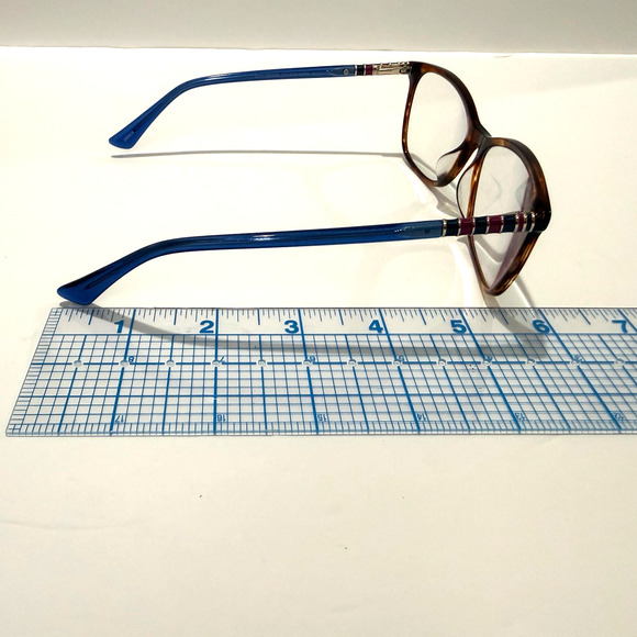 Nicole Miller Eyeglasses, Frames Only, Saint Tropez C01, 58-16-140,Bwn Horn/Blue - Picture 9 of 10